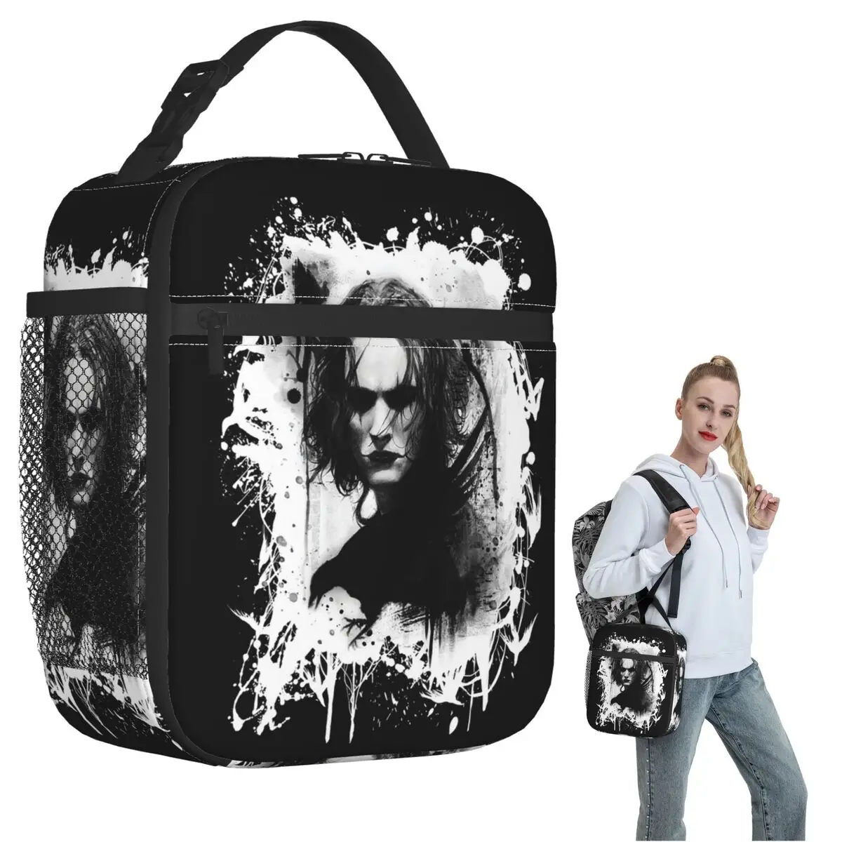 Eric Draven- The Crow Bolsa de almuerzo aislada para mujeres y niños Cajas de comida portátiles Bolsa de almuerzo térmica