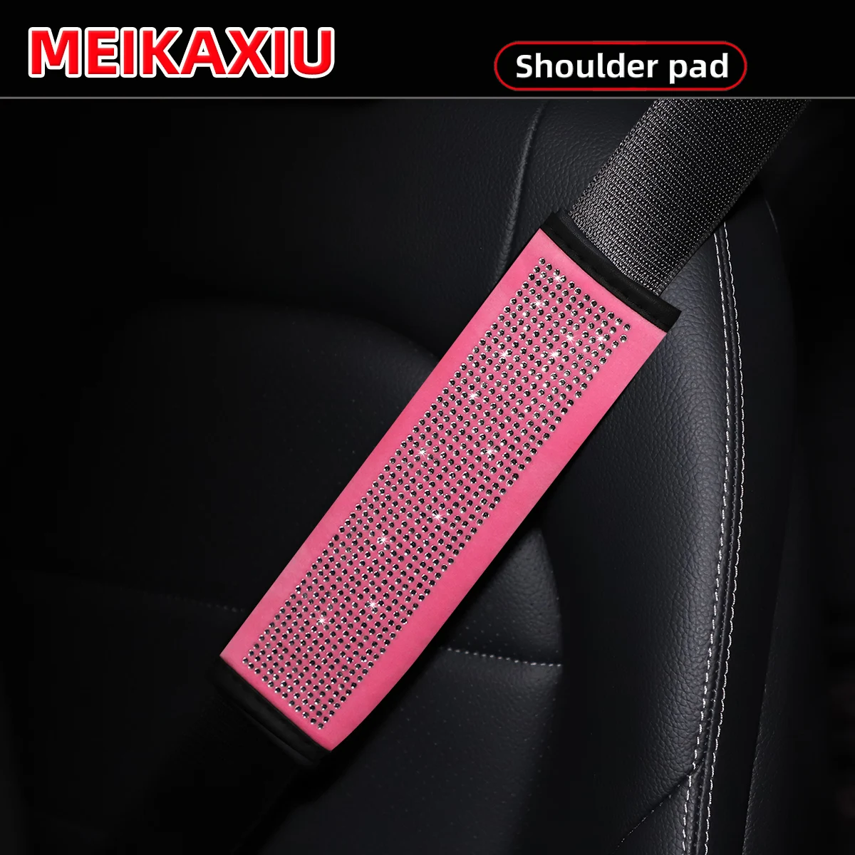 Samtiger, mit Diamanten besetzter, glänzender, blingbling-Schulterpolster für den Autosicherheitsgurt, universelles, ganzjähriges Modeaccessoire für Damen