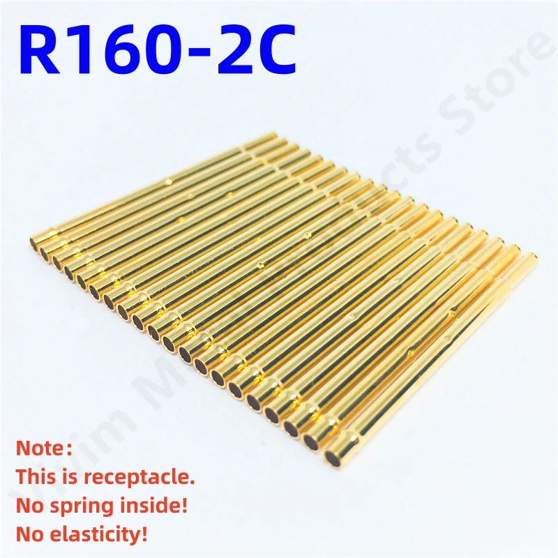 

100PCS R160-2C Test Pin P160-B Receptacle Brass Tube Needle Sleeve Seat Crimp Connect Probe Sleeve Length23.7mm Outer Dia 1.67mm