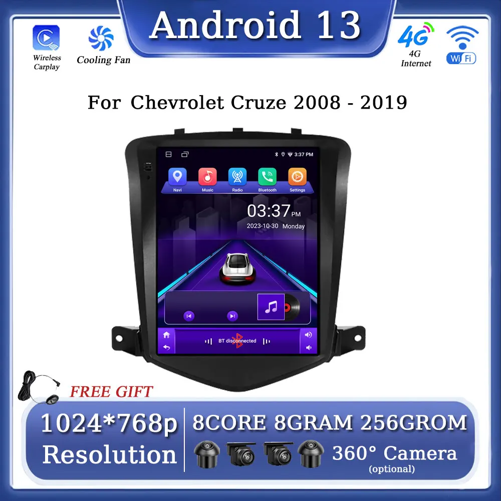 

For Chevrolet Cruze 2008 - 2019 Car Android13 Player Radio Multimedia Video GPS CarPlay Auto 4G WIFI 9.7Inch screen