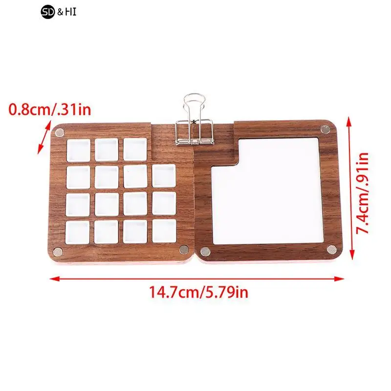 Empty Wooden Watercolor Palette Ins Style Travel Portable Mini Watercolor Acrylic Paint Box Square Tray Box Art Painting Supplie