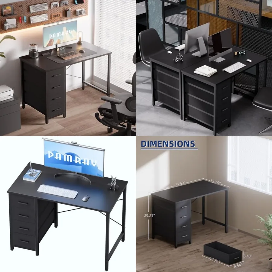 

32 Inch Computer Desk with 4 Drawers Small Office Desk for Home Bedroom Study Writing Simple Modern Computer Table