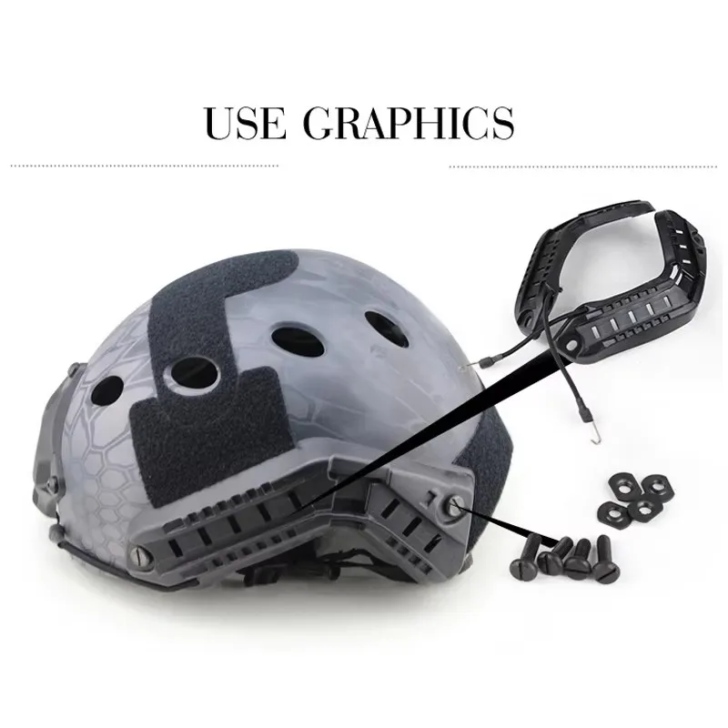 Tactical Military Combat Helmet Side Rails, Hunting Fast Helmet Guide Rail, Lanyard Mounting Screws, Accessories, 1 Pair