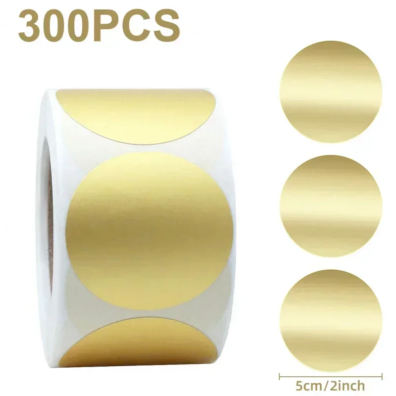 300/500Paste Round Matte gold Label Stickers Birthday Wedding Gift Box Stickers Matte Gold/Matte Silver Curl Stickers，Folder Lab