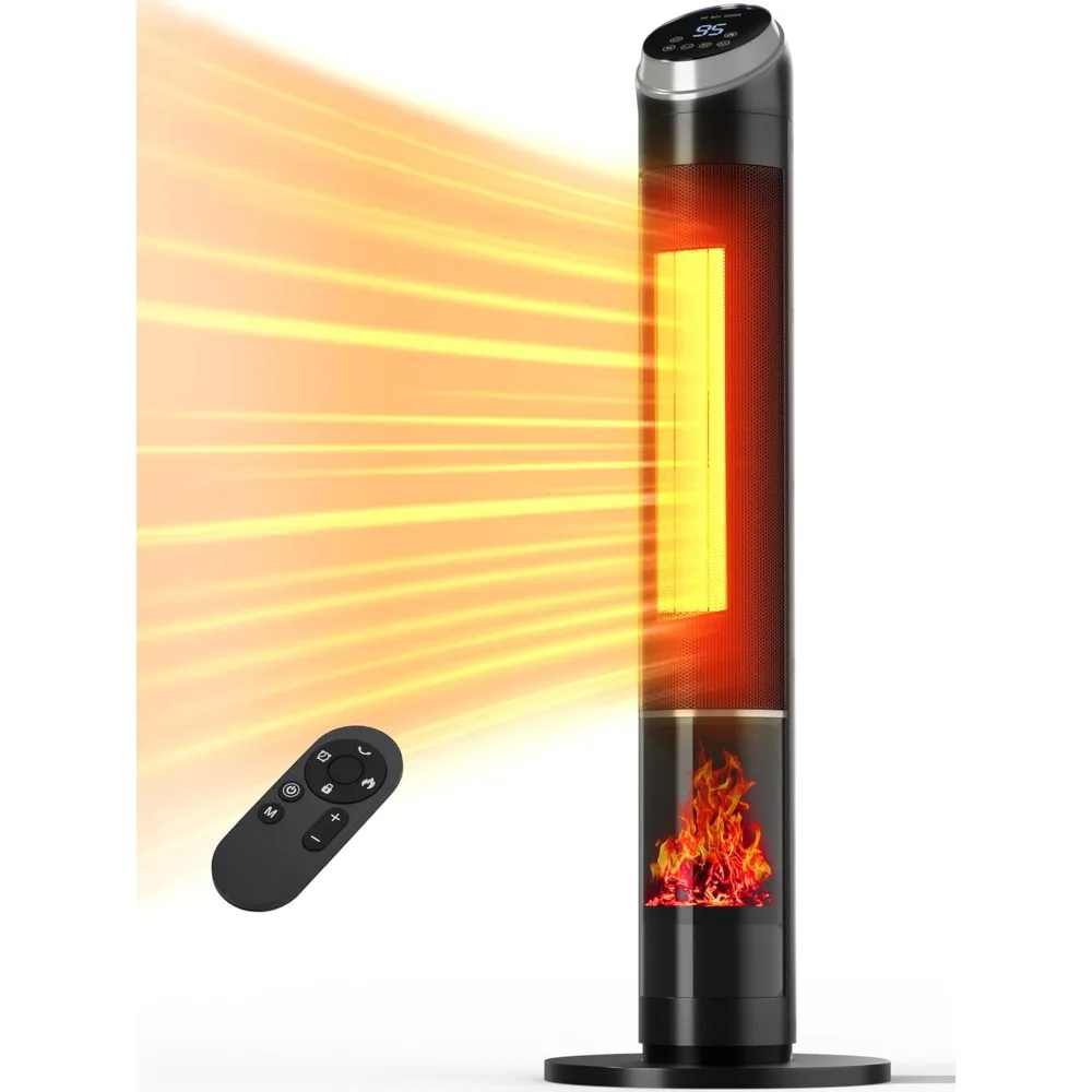 

Space Heater Indoor, 38" Electric Room Heater with Flame, Portable Tower Heater with Remote, Tip-over and Overheat Protection