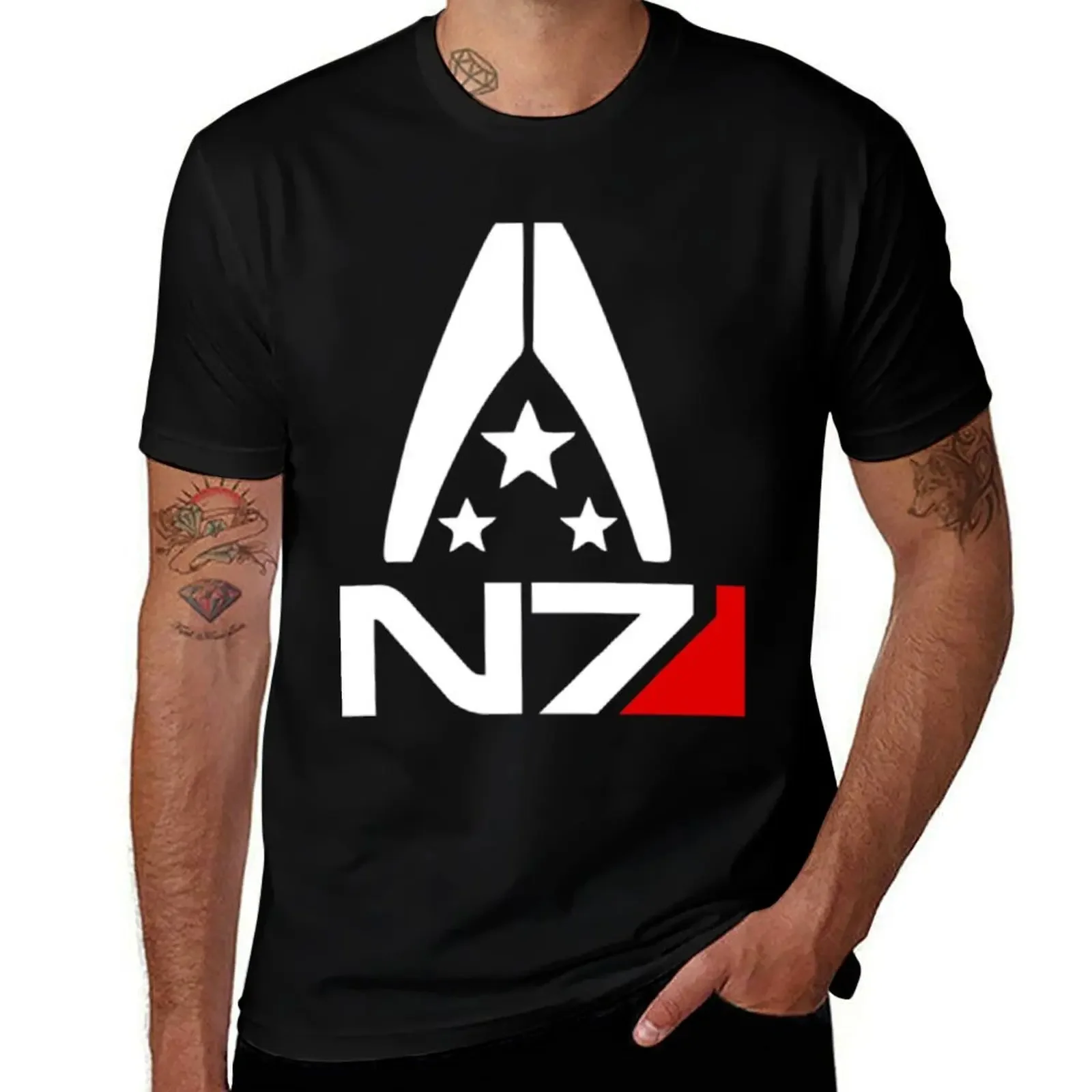 Mass Effect N7 Essential . T-Shirt blue lock Blouse blue archive Men's t shirts