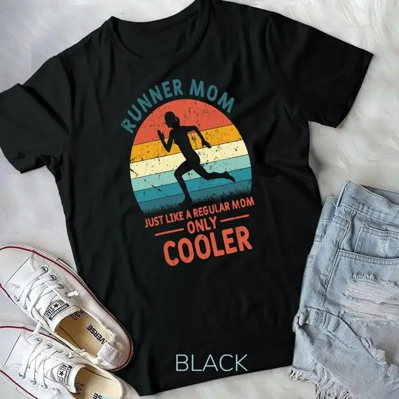 Camiseta unisex con estampado divertido de Runner Mom, regalo para el día de la madre, para maratón, correr, trotar