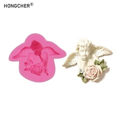 3D angel boy plaster aromatherapy ornament silicone mold chocolate cake dessert decoration DIY refrigerator stickers drip molds