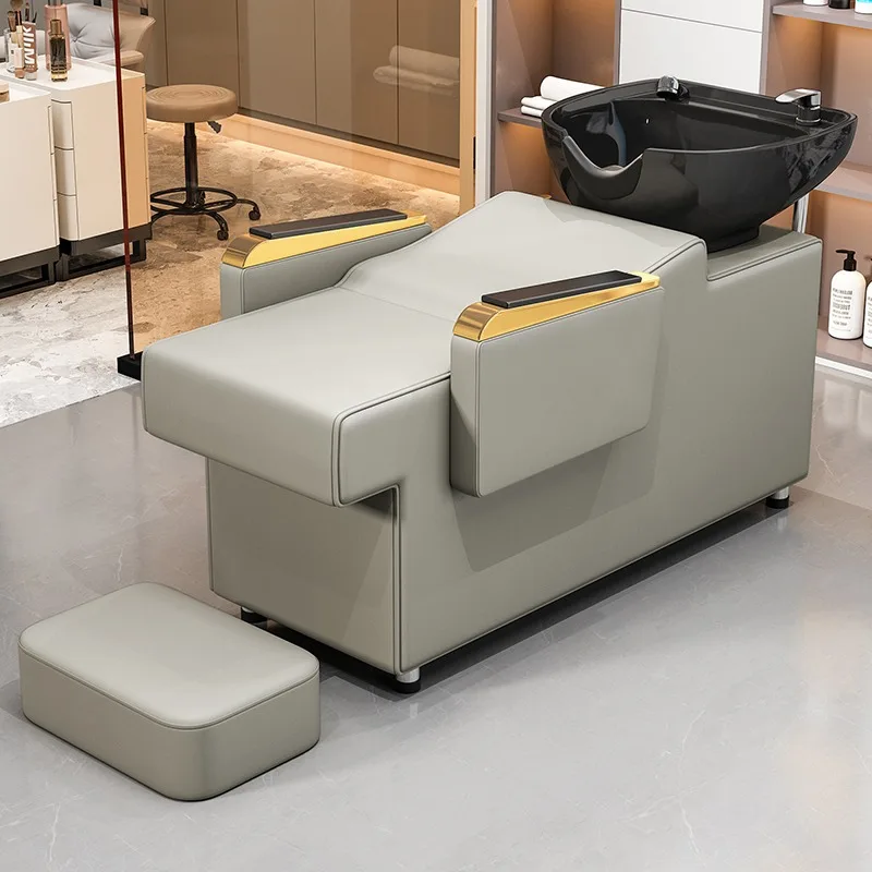Modern Comfortable Ceramic Basin Durable Eco-Friendly Shampoo Chair with Bowl for Hair Salon Barber