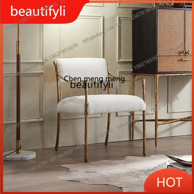 G8578 Nordic Medieval Light Luxury City Study Hand-Forged Iron Art Make-up Chair Leisure Couch