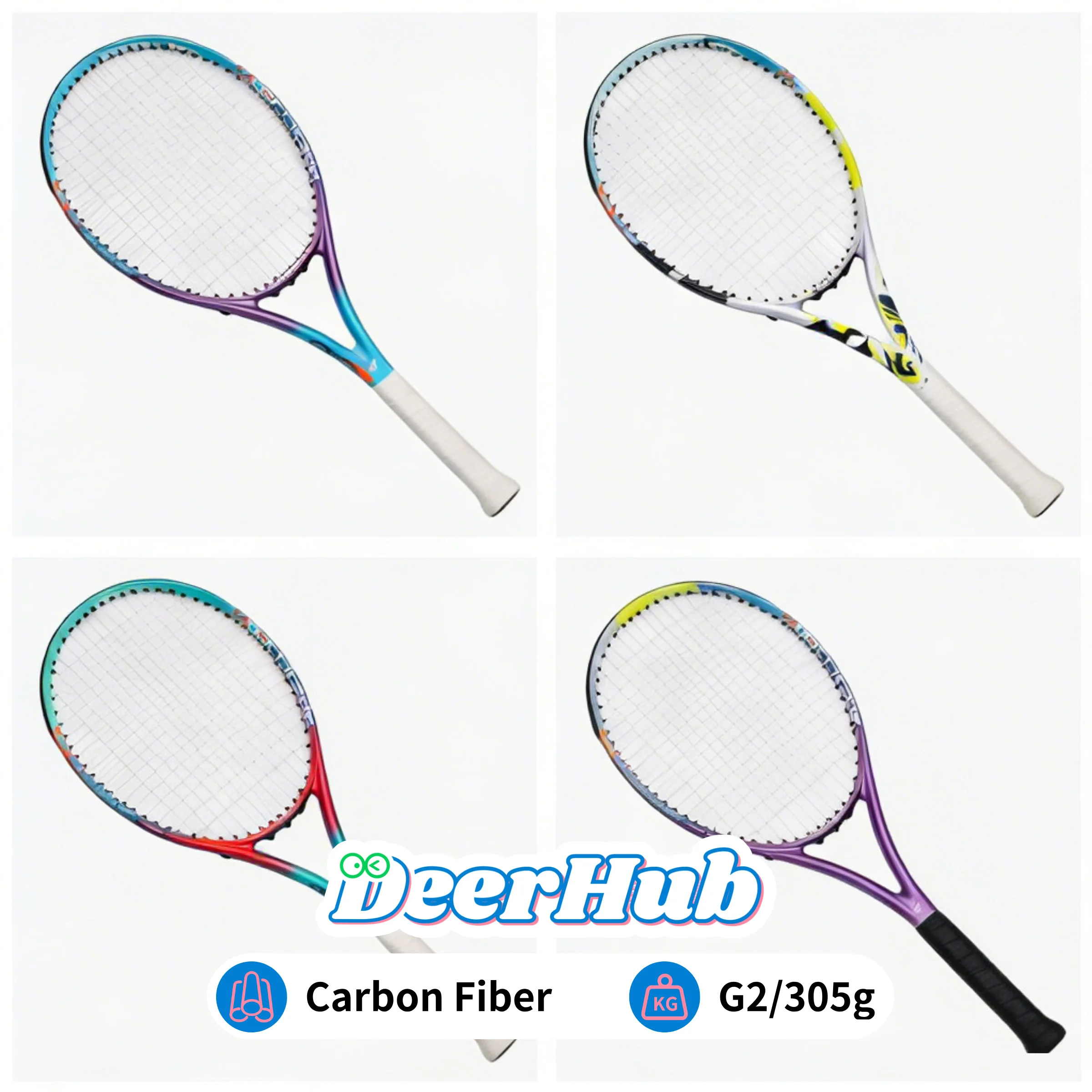 

Теннисная ракетка DeerHub Professional, 305 г, 27 дюймов, легкая, полностью карбоновая, с рукояткой G2, для турнирной игры