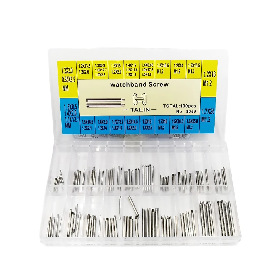 100 Piece Stainless Steel Watch Band Repair Screws