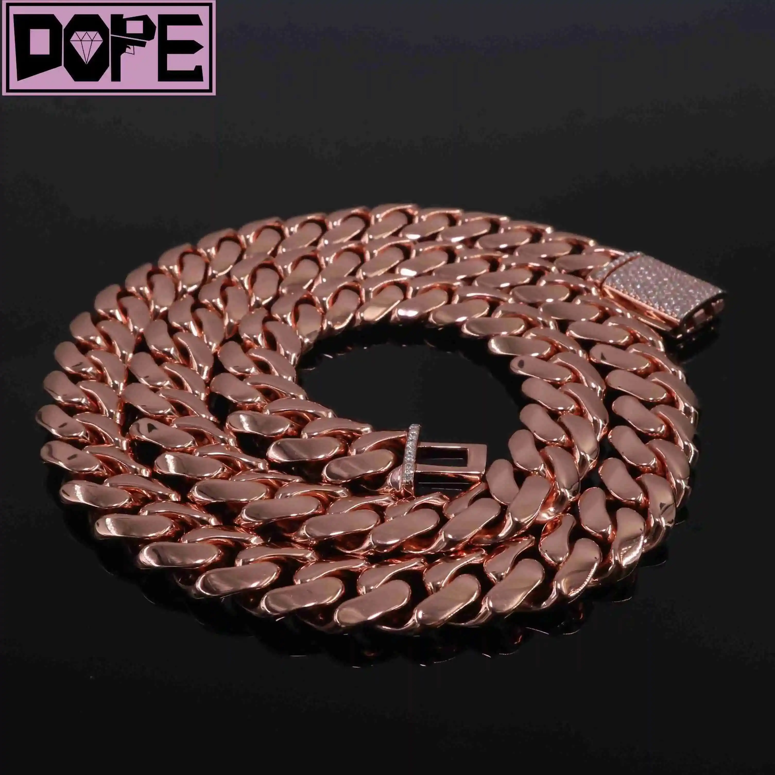 

Hip Hop Chain 925 Sterling Silver Miami Cuban Link Chain 20mm Custom Iced Out Lock Cuban Link Chain