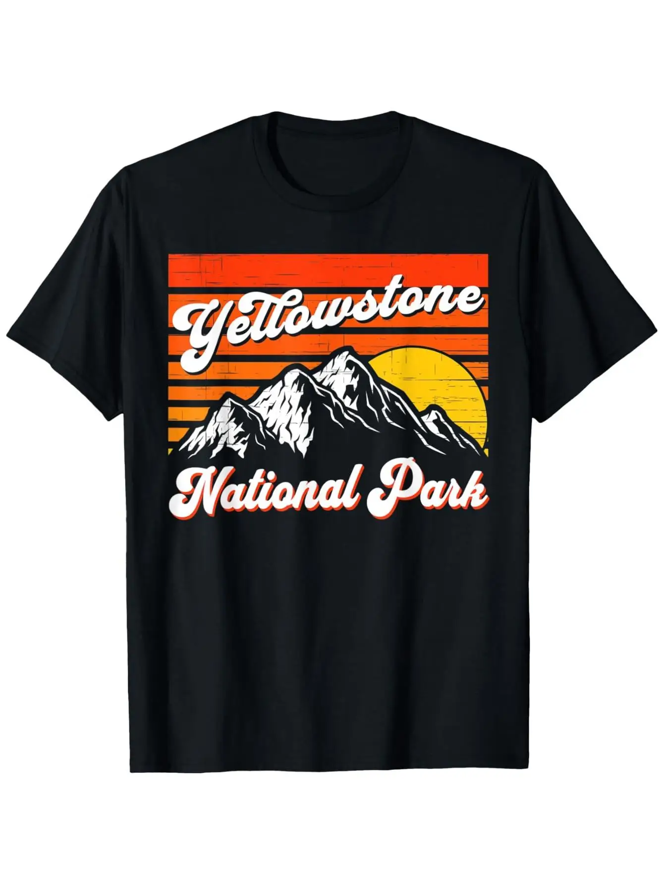Yellowstone National Park Men's T-Shirt - 180 Breathable Loose-Fit Short-Sleeve Crew Neck T-Shirt, Vintage Yellowstone Design, Black Casual Outdoor Shirt, Suitable for Hiking and Summer Adventures, Hiking Apparel, Casual Style, Comfortable Fit