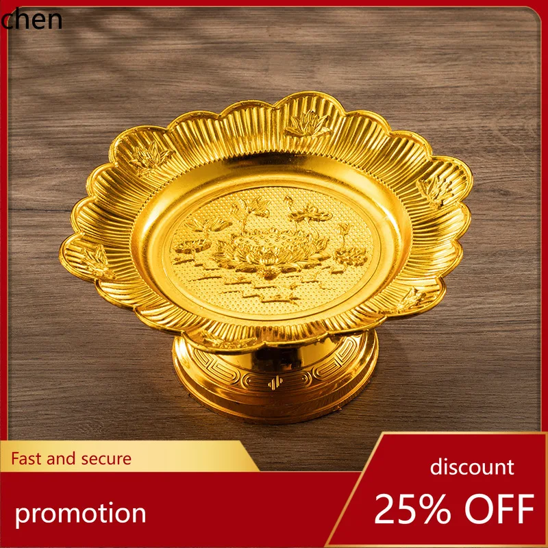 Cz offering plate - lotus flower design - fruit plate for buddhist offerings, wealth-attracting altarware, and buddhist supplies