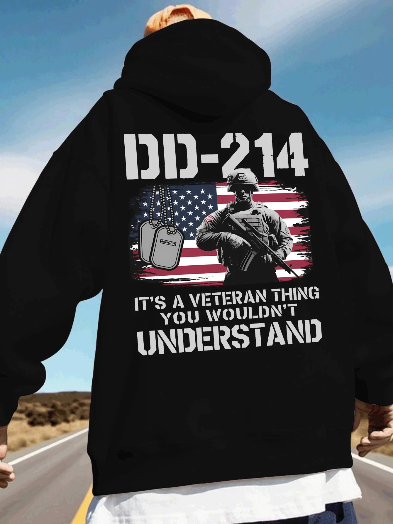 DD‑214 Veteran Thing You Wouldn't Understand Hoodie MenAmericanFlagSoldierGraphic HoodedSweatshirt PatrioticVeteran GiftPullover