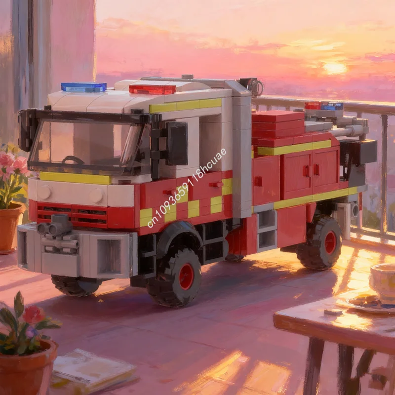 

406pcs MOC Wildfire Tanker Fire Truck City Model Building Toy Blocks Christmas Gift Architecture Assemble DIY Creative Idea