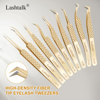 Lashtalk Precision Fiber Tip Tweezer Eyelash Extensions Diamond Grip Anti-Slip Premium Gold Stainless Steel Makeup From Nagaraku