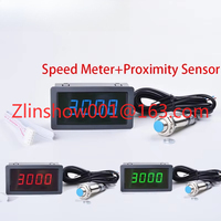 4 Digital Red Green Blue LED Industrial Tachometer RPM Speed Panel Meter With Proximity Switch Sensor 12V Measure Range 10-9999