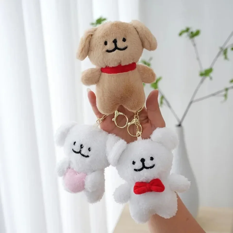 MINISO lindo perro maltés de peluche de juguete suave muñeco de peluche cachorro de dibujos animados niños niñas regalos de cumpleaños llavero de decoración de llaves