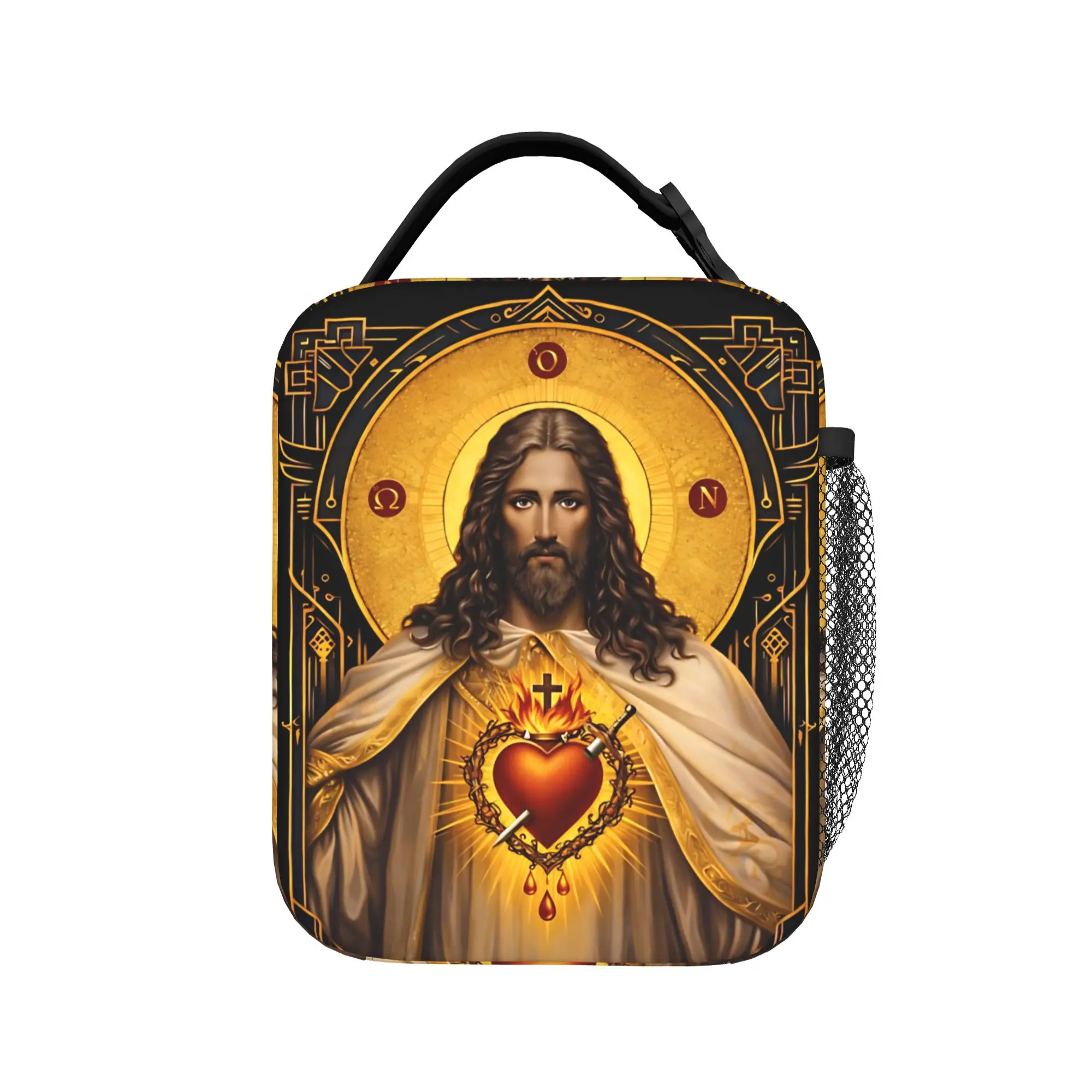 

Сумка для обеда с изображением Священного Сердца Иисуса, винтажная школьная сумка-холодильник для детей, удобная термосумка для обеда из оксфордской ткани