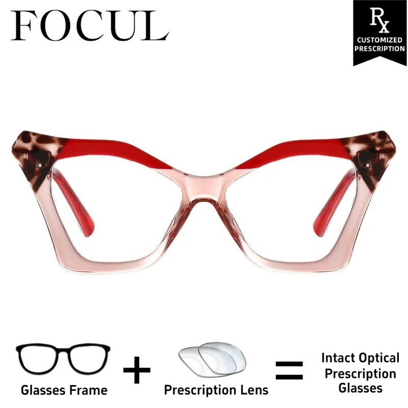 

FOCUL Trendy TR90 Anti Blue Light Glasses Colorful Photochromic Myopia Eyeglasses Women Customized Prescription Optical Eyewear
