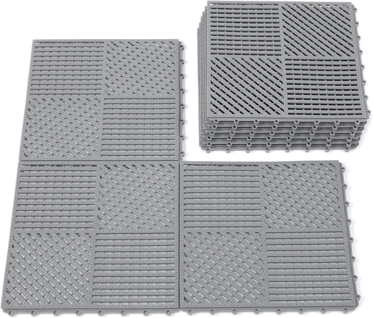 

9 Pack Interlocking Drainage Tiles Double Non-Slip Tiles Mat with Drain Holes for Pool, Bathroom