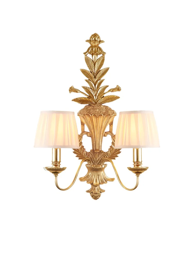 

French all-copper wall lamp, living room background lamp, bedroom bedside lamp, European aristocratic study, villa corridor