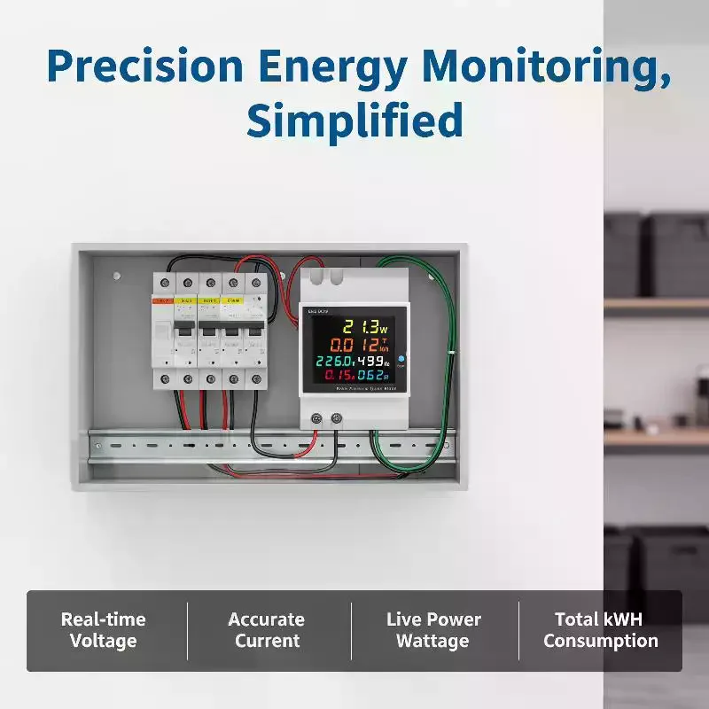 Durable 1Pcs D52-2066 Din Rail Energy Meter 40-300V AC Electricity Usage Monitor for Shopping Mall Power Management