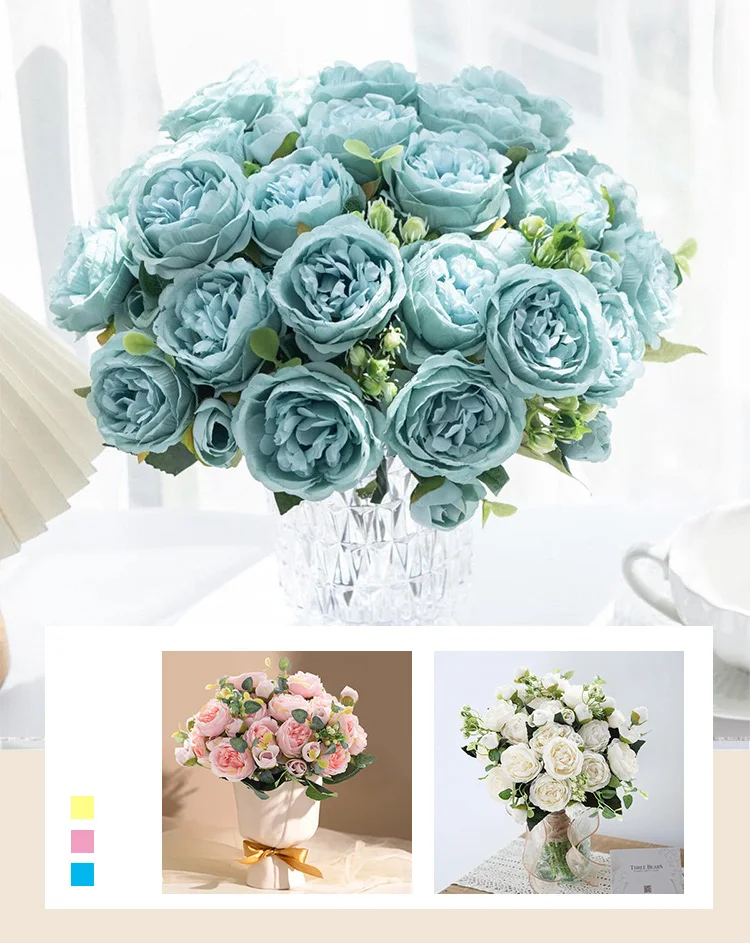 Künstliche Blumen Seidenrosen UV-Schutz für Draußen Hochzeit Party Brautsträuße Heim Garten Zimmer Hof Deko Günstige DIY Geschenkbox – Detail 13