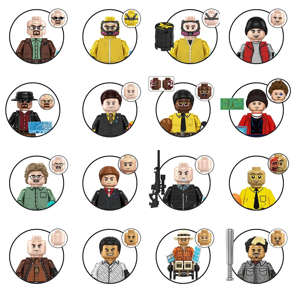 Figuras de Ação Mini Breaking Bad Heisenberg Pinkman, Walter, Gus, Fring, Hector, Mike, Saul, Blocos de Montar, Brinquedos de Tijolos, Presente