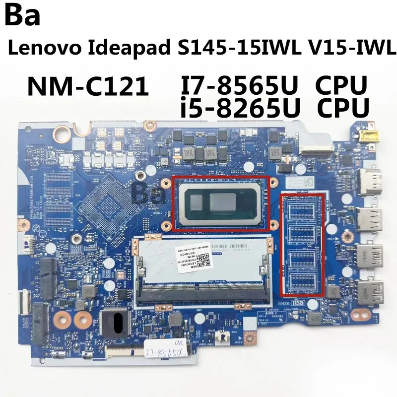 

For Lenovo Ideapad S145-15IWL V15-IWL laptop motherboard NM-C121 with5B20S41727 I5-8265U CPU RAM：4G/0G