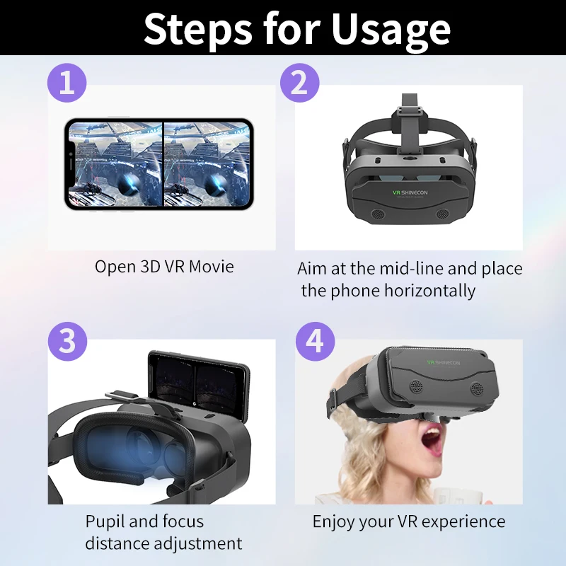 VR Gläser Virtuelle Realität Headset Viar Geräte Helm 3D Linsen Smart Brille Für Smartphones Telefon Mobile Gogle Spiel Zubehör