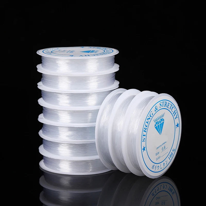 6 Rolls/1Bag  Transparent White Crystal Fish-silk Elastic Thread Buddhist Prayer Bead String Accessory Jewelry Bead Material