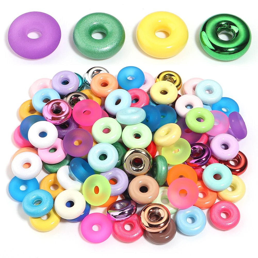 10pcs 14mm Candy Color Acrylic Beads Mixed Color Doughnut Loose Spacer Beads For Jewelry Making DIY Bracelets Necklace Keychain - view 5