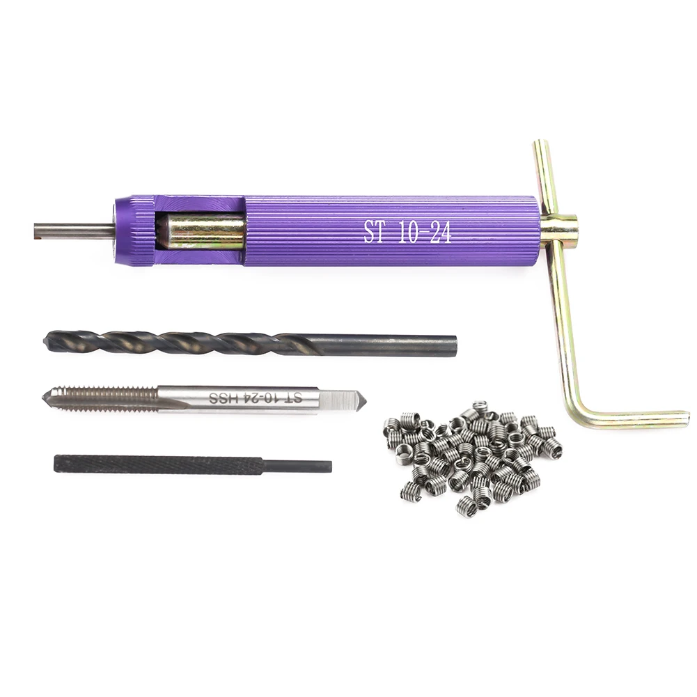 50pcs Stainless Steel Coiled Wire Helical Screw Thread Inserts Kit Imperial 10-24UNC x 1.5D