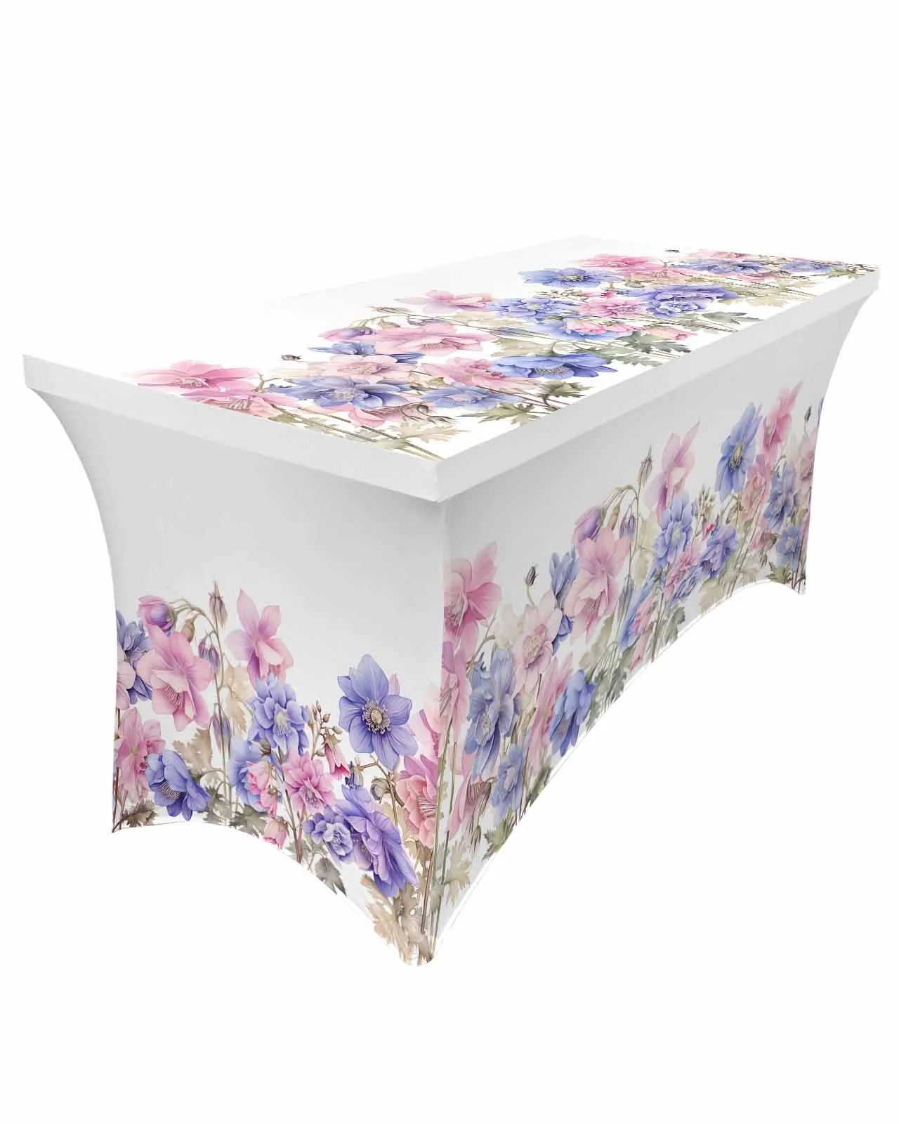 

Spring Flower Watercolor Countryside Elastic Table Skirt Wedding Birthday Table Decoration Table Skirt Tablecloth for Party