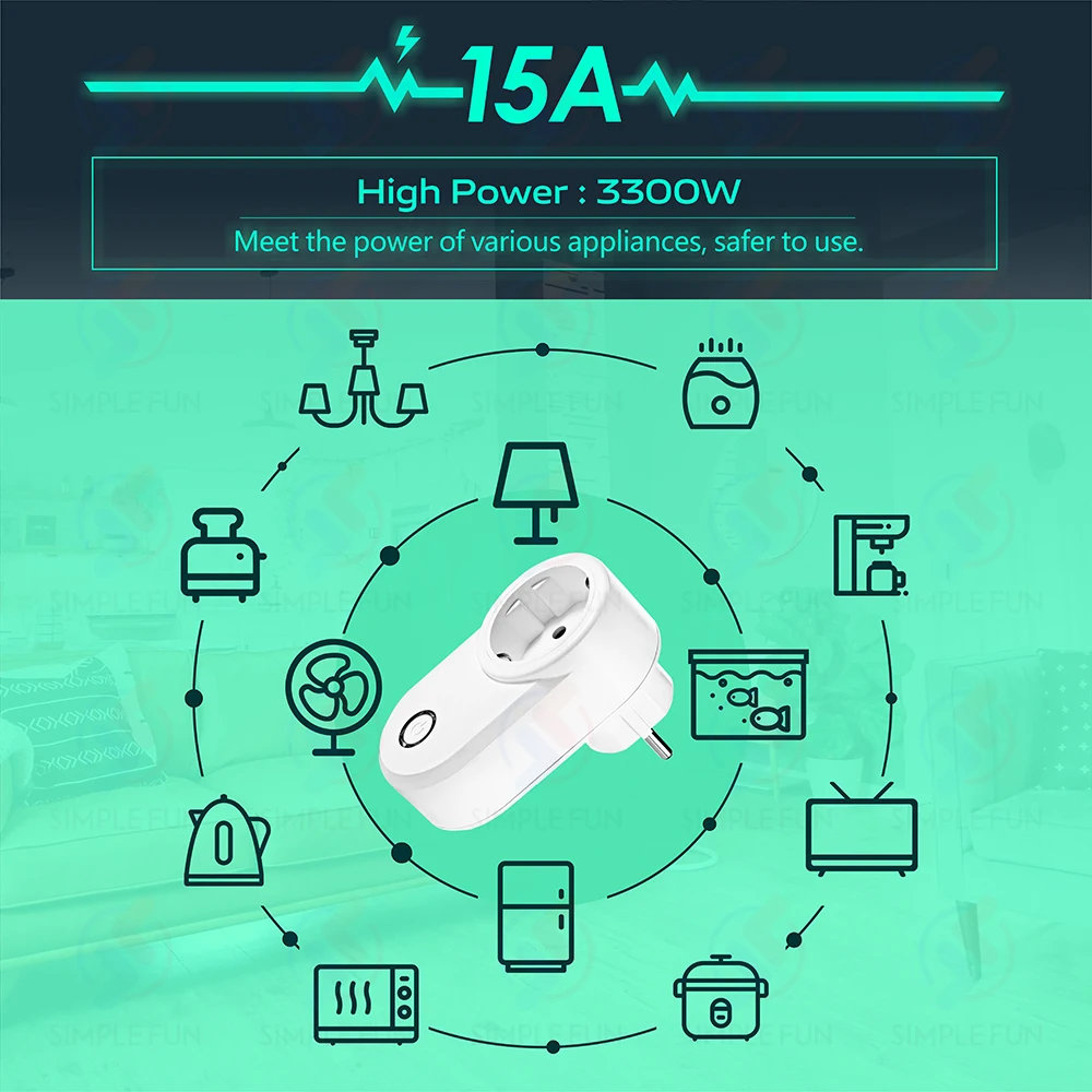 433Mhz Wireless Smart Outlet Remote Control Socket EU FR,Waterproof Remote,15A 110V 220V RF Plug for Home Appliances Lamp ON OFF