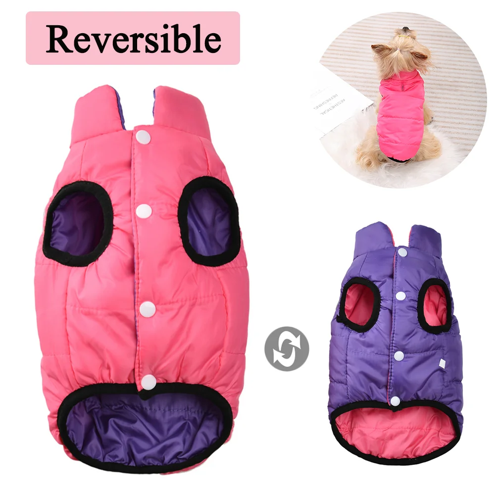 Wende-Welpenmantel, Winter, warme Hundejacke, Kleidung für kleine und mittelgroße Hunde, Katzenmantel, leicht, winddicht, Outfits mit französischer Bulldogge