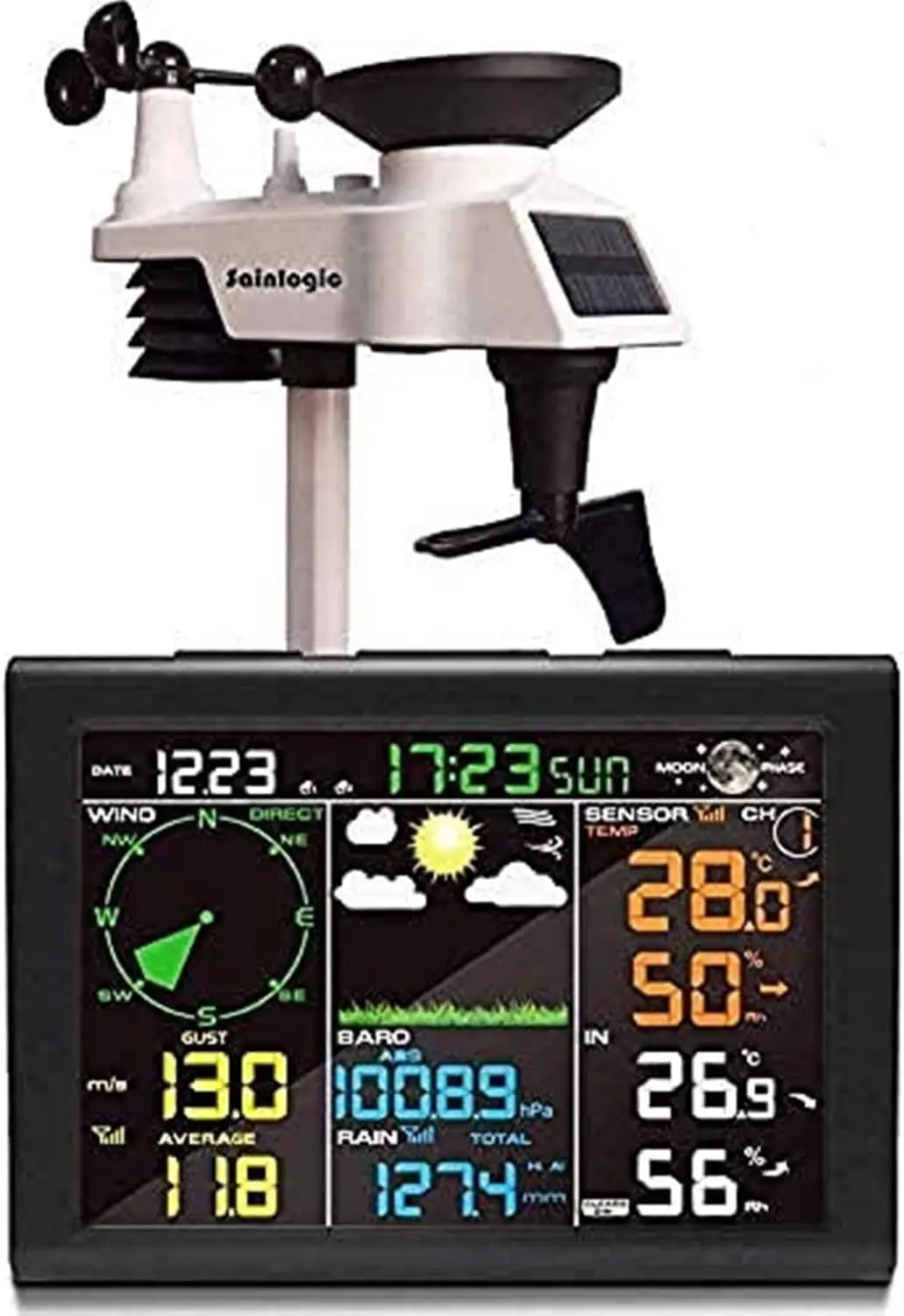 

Wireless Weather Station with Outdoor Sensor, 5-in-1 Weather Station Indoor Outdoor with Rain Gauge,Weather Forecast