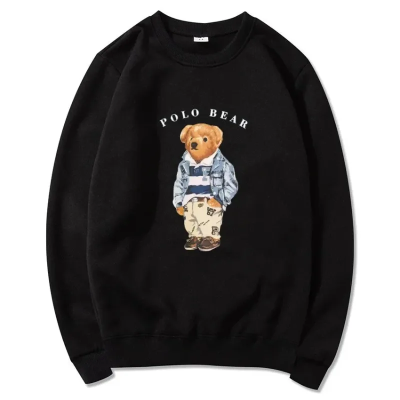 Jersey casual cómodo y versátil, sudadera con capucha con estampado de osito de peluche a la moda