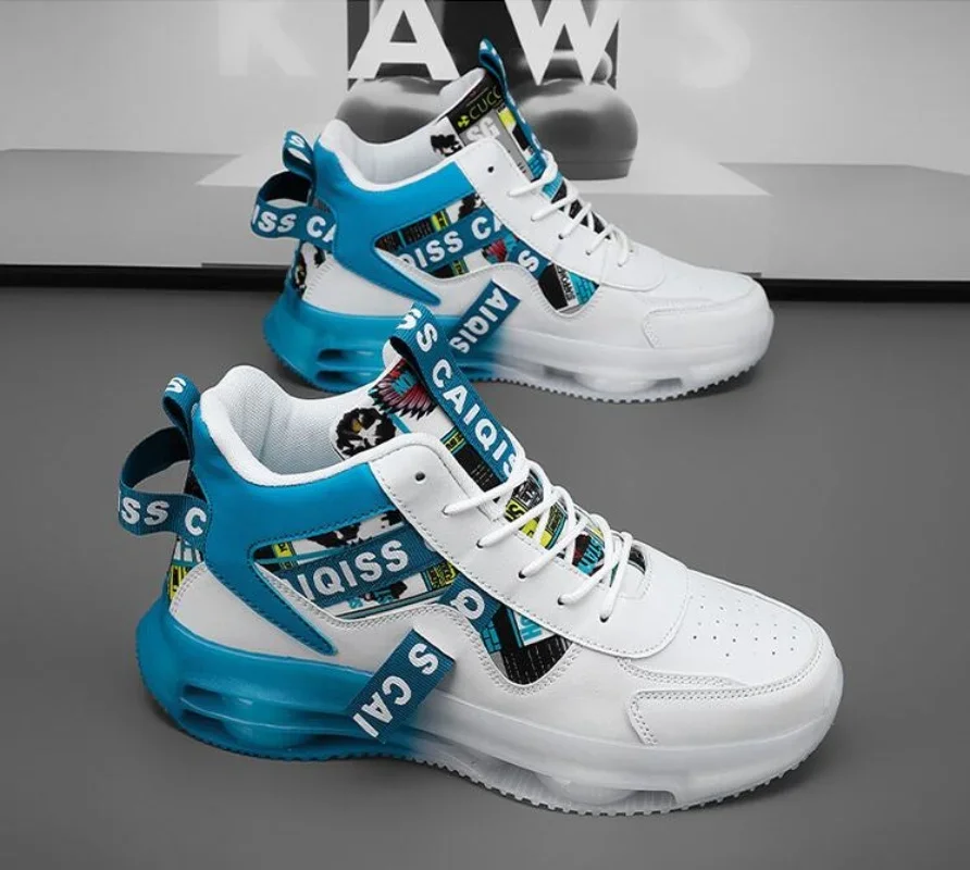 أحذية رياضية رجالية قابلة للتنفس - أحذية جري مبطنة منقوشة لكرة السلة والتنس والاستخدام الكاجوال - تدريب للرجال والنساء