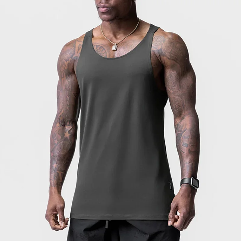 Men's Gym Tank Top Bodybuilding Sleeveless Shirt Quick Dry Fitness Vest Workout Running Sports Muscle Casual Summer Undershirt view 6