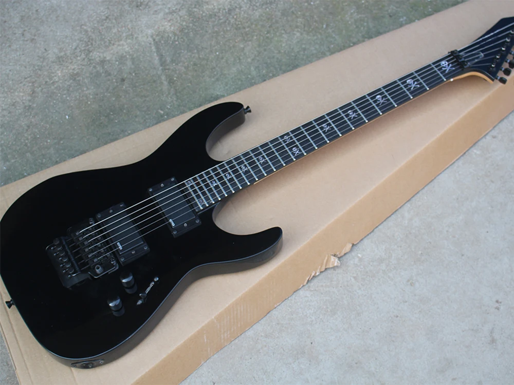 Black Electric Guitar with Tremolo Bar,24 Frets, Rosewood Fretboard,Customizable