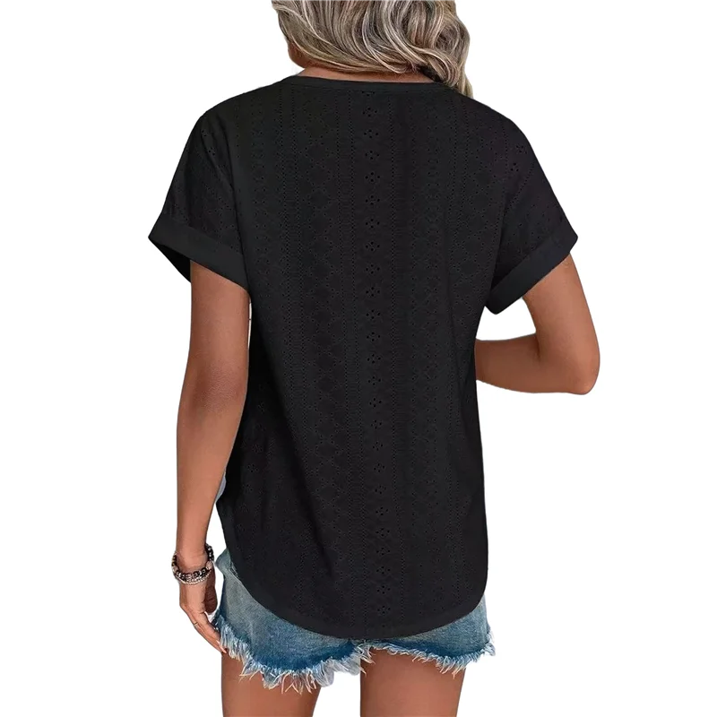 A94E-قمصان علوية نسائية بأكمام قصيرة وبلوزات للنساء، قمصان كاجوال بأكمام قصيرة