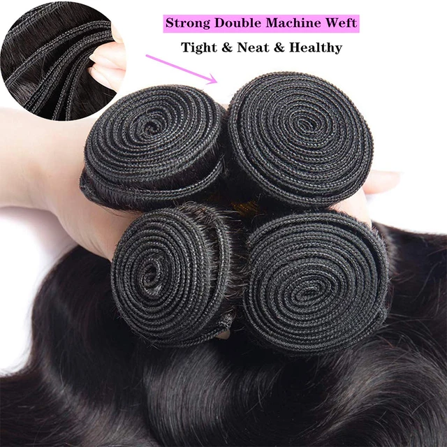Beaufox Loose Wave Human Hair Bundles With Closure Indian Hair Weave 3/4 Bundles With Lace Closure Wavy Human Hair Extensions 4