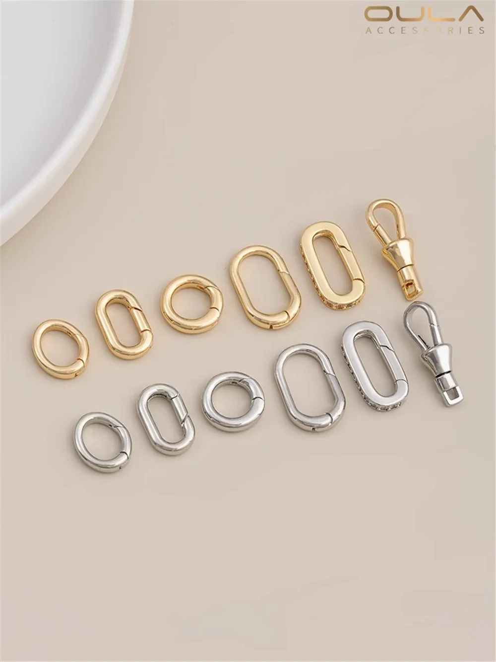 Color Retaining Universal Button 14K Gold Wrapped Round Oval Spring Button for Diy Pearl Chain Lobster Button Accessories