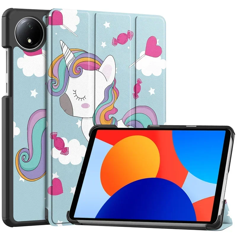 tablet case For Xiaomi Redmi Pad SE 8.7 Case Tri-fold Leather Painted Stand Smart  Case Cover Auto sleep/Wake up Funda