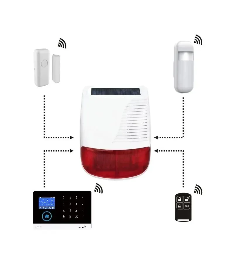433Mhz Solar Wireless Outdoor Siren Loudspeaker High Decibel Waterproof Strobe For Smart Home Security Burglar Alarm System