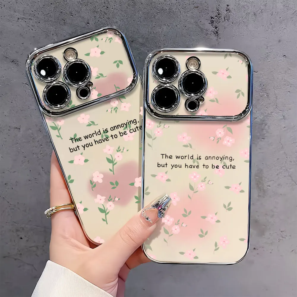 Pink Flower Halo Dyeing For iPhone 11 12 13 14 15 16 Pro Plus Max Electric Ferry Large Window Case